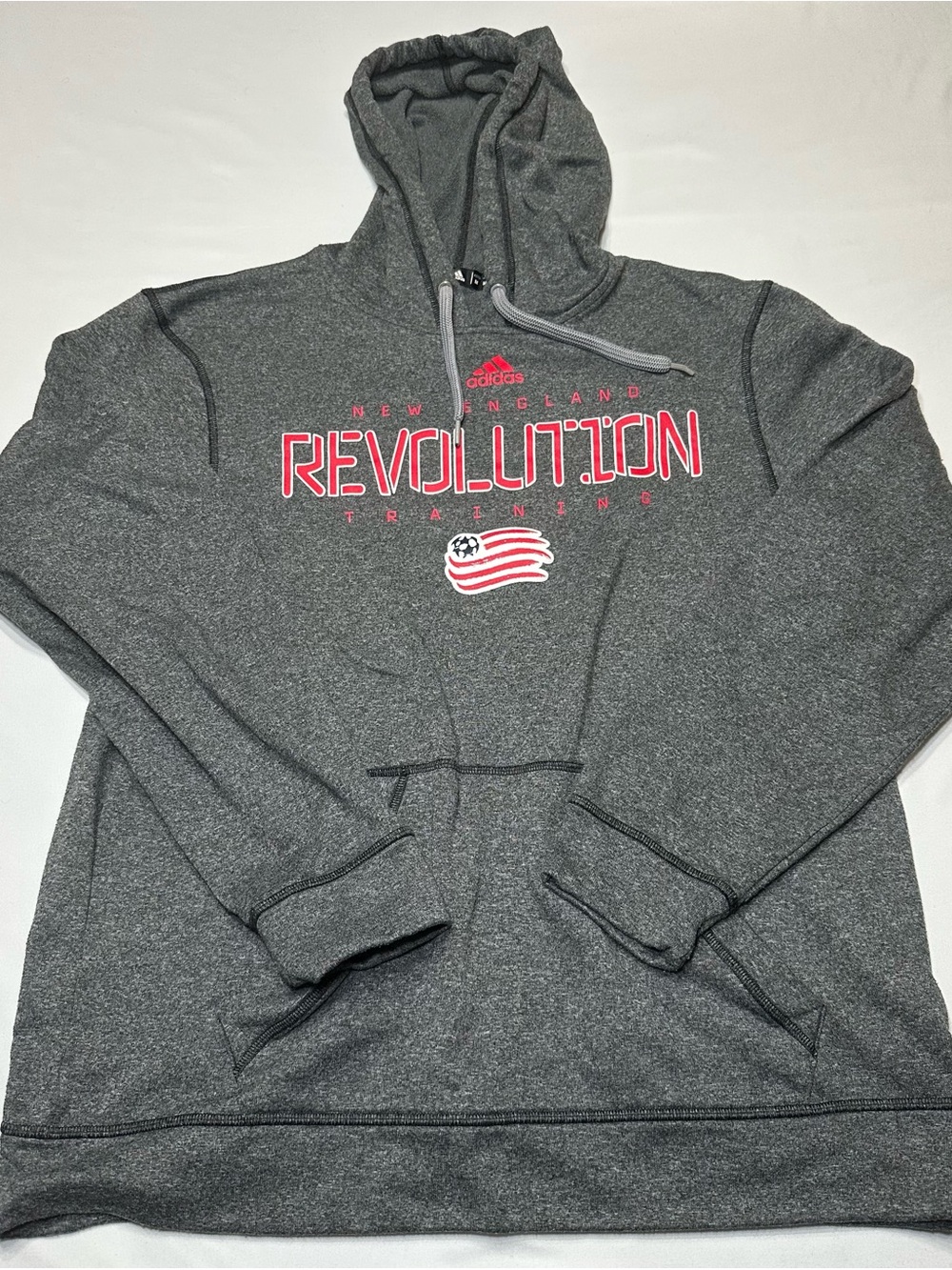 Adidas New England Revolution MLS Hoodie Gray Soccer Training Size Medium M